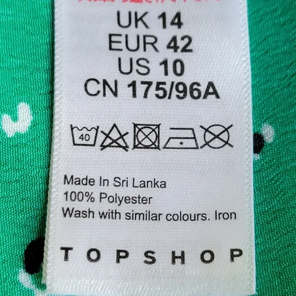 🌟 TOPSHOP Flirty Trendy Green Floral Crop Cami Rouching Side Zip Women's Sz 10 - Picture 9 of 9